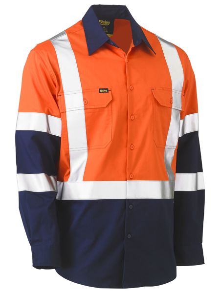 Bisley - X Taped Biomotion Two Tone Hi Vis Lightweight Drill Shirt - BS6696XT
