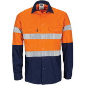 DNC - HiVis R/W Cool-Breeze T2 Vertical Vented Cotton Shirt with Gusset Sleeves, Generic R/Tape - Long Sle- 3782