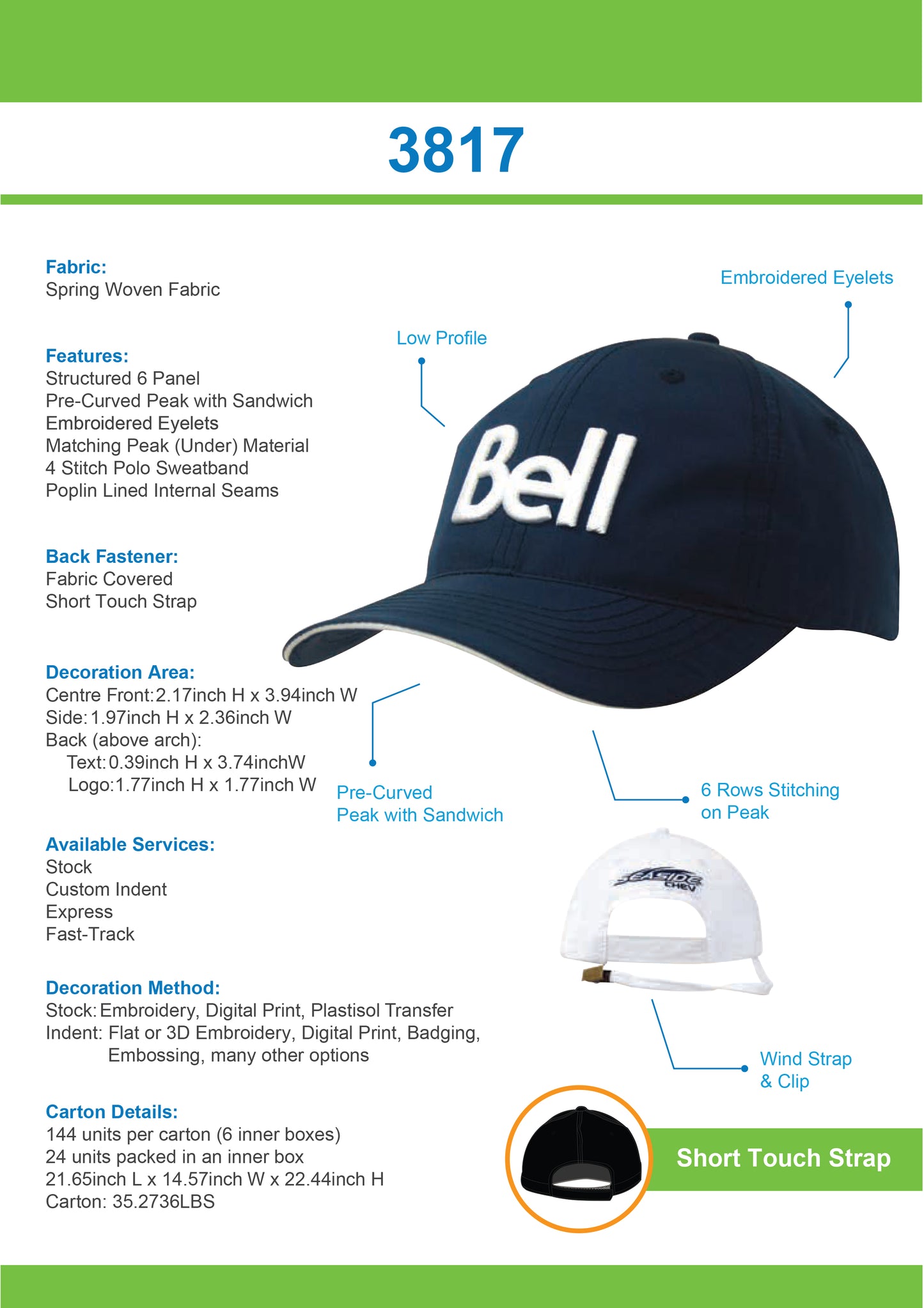 Headwear Spring Woven Fabric with Wind Strap & Clip Cap - 3817