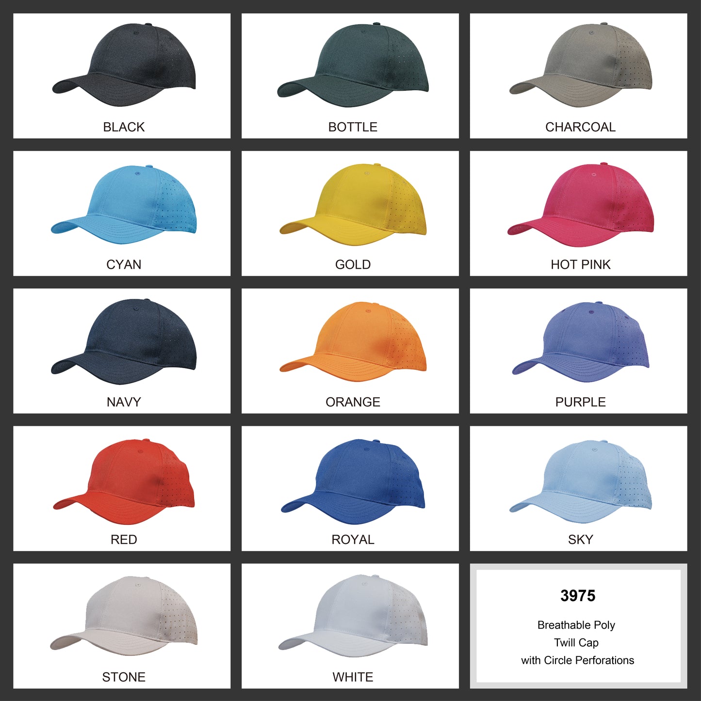 Headwear - Breathable Poly Twill with circle perforations - 3975