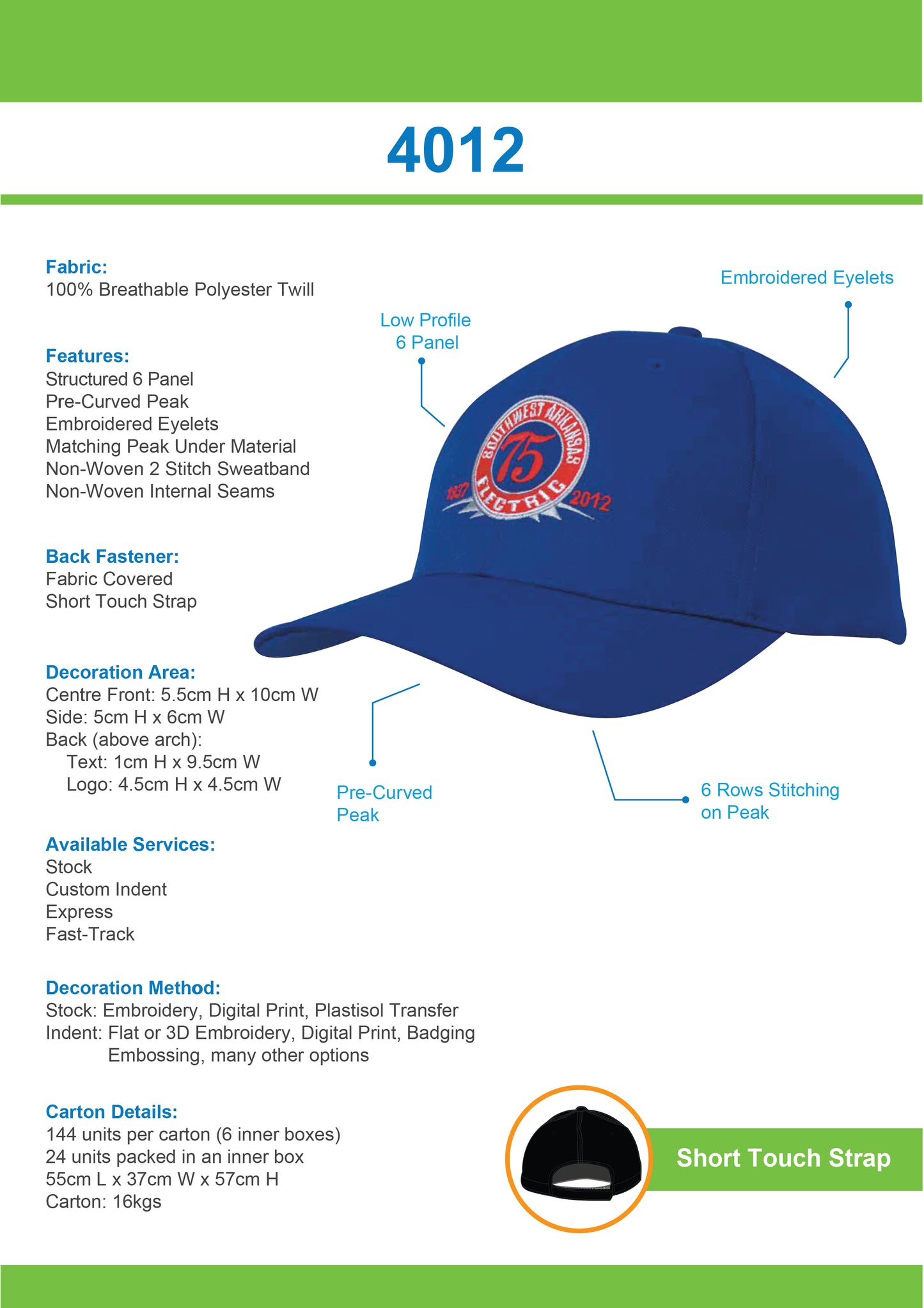 Headwear - Breathable Poly Twill Cap - 4012