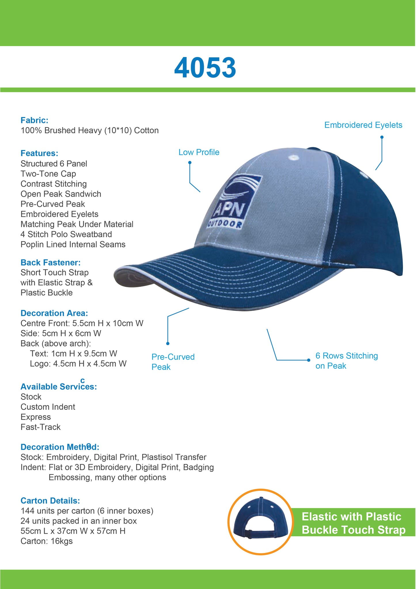Headwear-Brushed Heavy Cotton Two Tone Cap with Contrasting Stitching and Open Lip Sandwich-4053