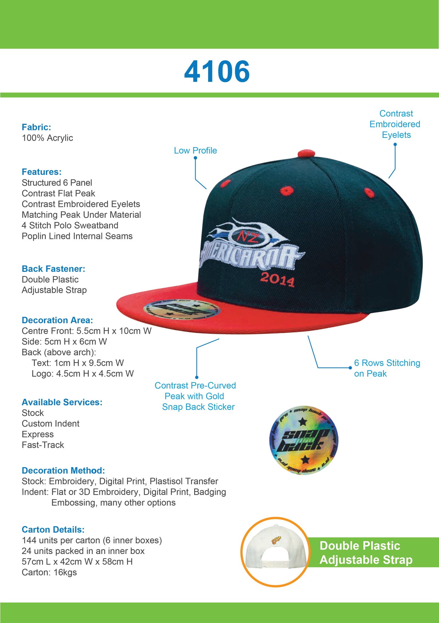 Headwear Premium American Twill with Snap 59 Styling - Two Tone Cap - 4106