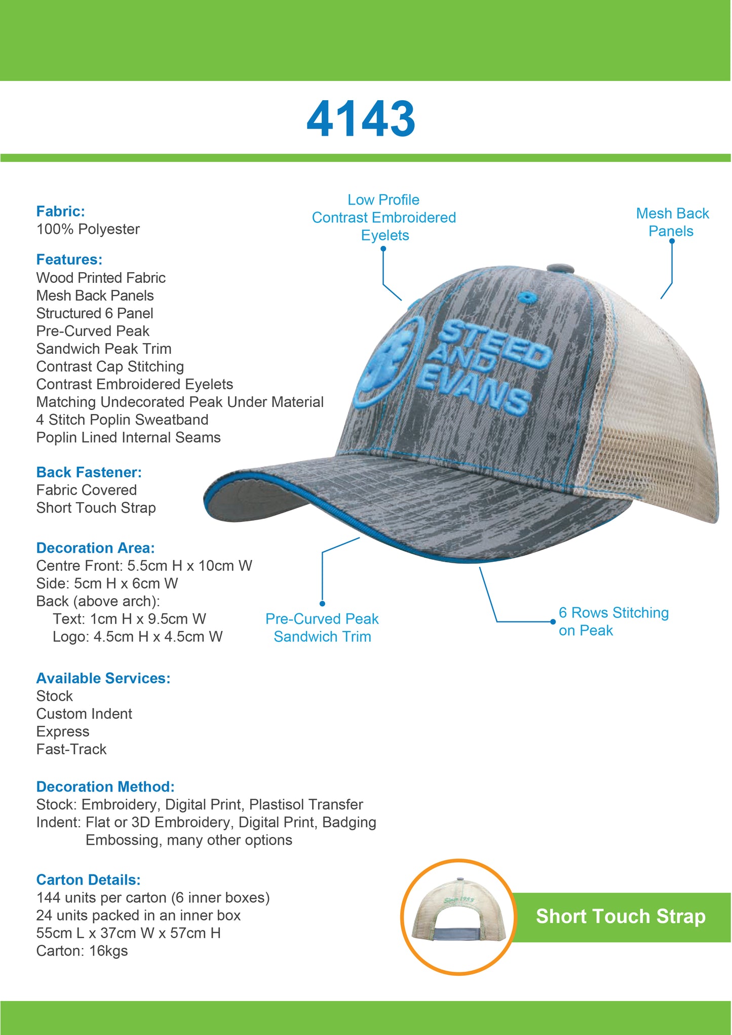 Headwear - Wood Printed With Mesh Back - 4143