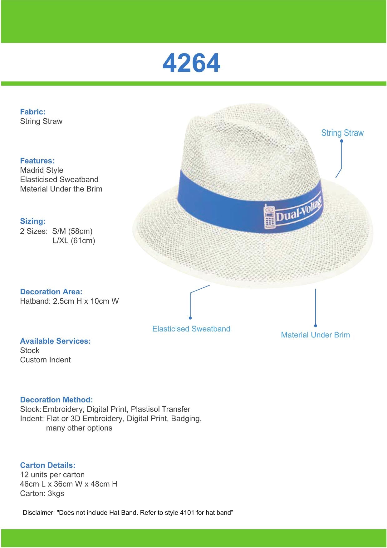 Headwear Madrid Style String Straw - 4264