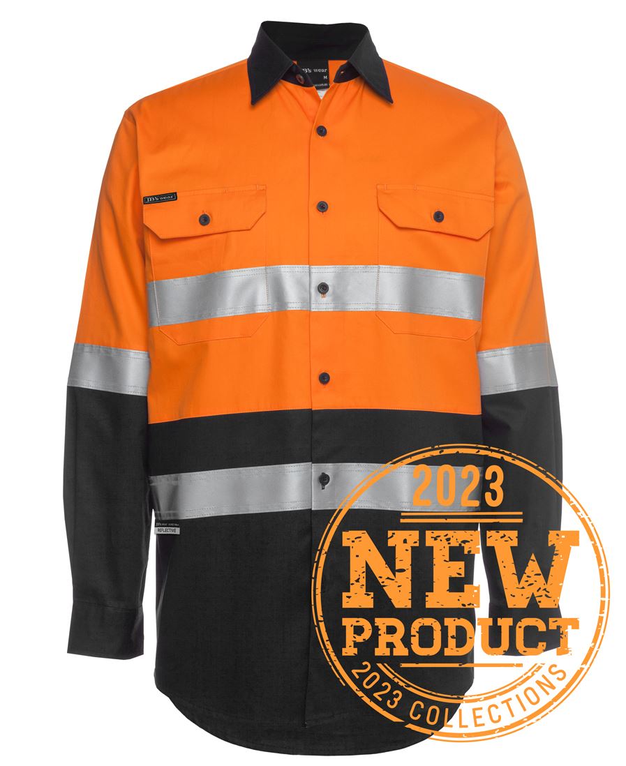 Jb's - Hi Vis Long Sleeve (D+N) 150g Work Shirt - Adults - 6DNWL - 1st