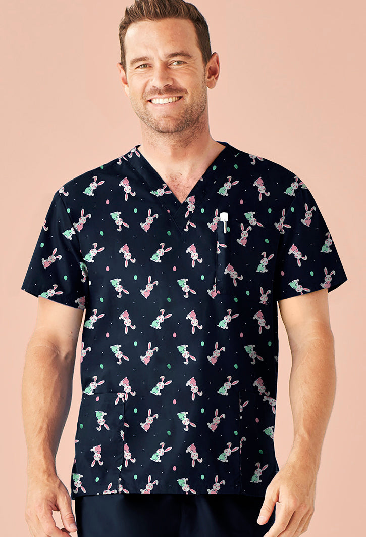Biz Care - Mens Easter V-Neck Short Sleeve Scrub Top - CST152MS