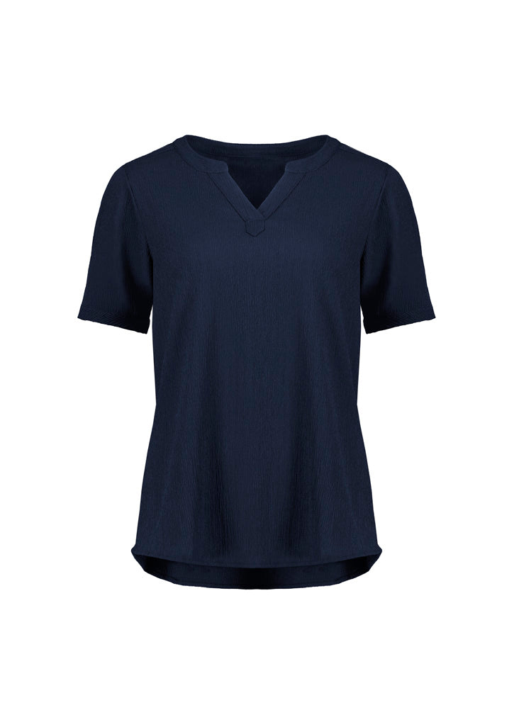 Biz Corporates - Womens Ruche Short Sleeve Blouse - RU568LS