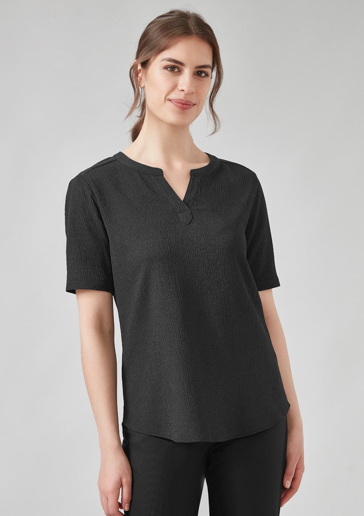 Biz Corporates - Womens Ruche Short Sleeve Blouse - RU568LS