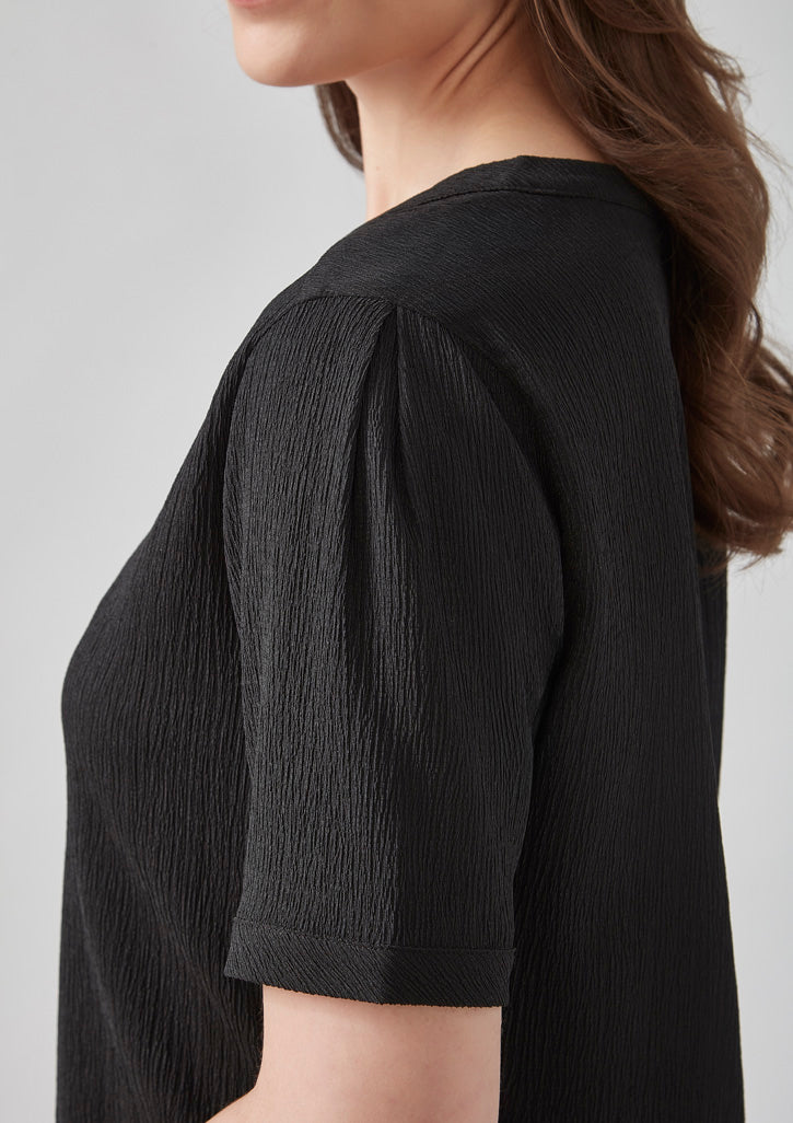 Biz Corporates - Womens Ruche Short Sleeve Blouse - RU568LS