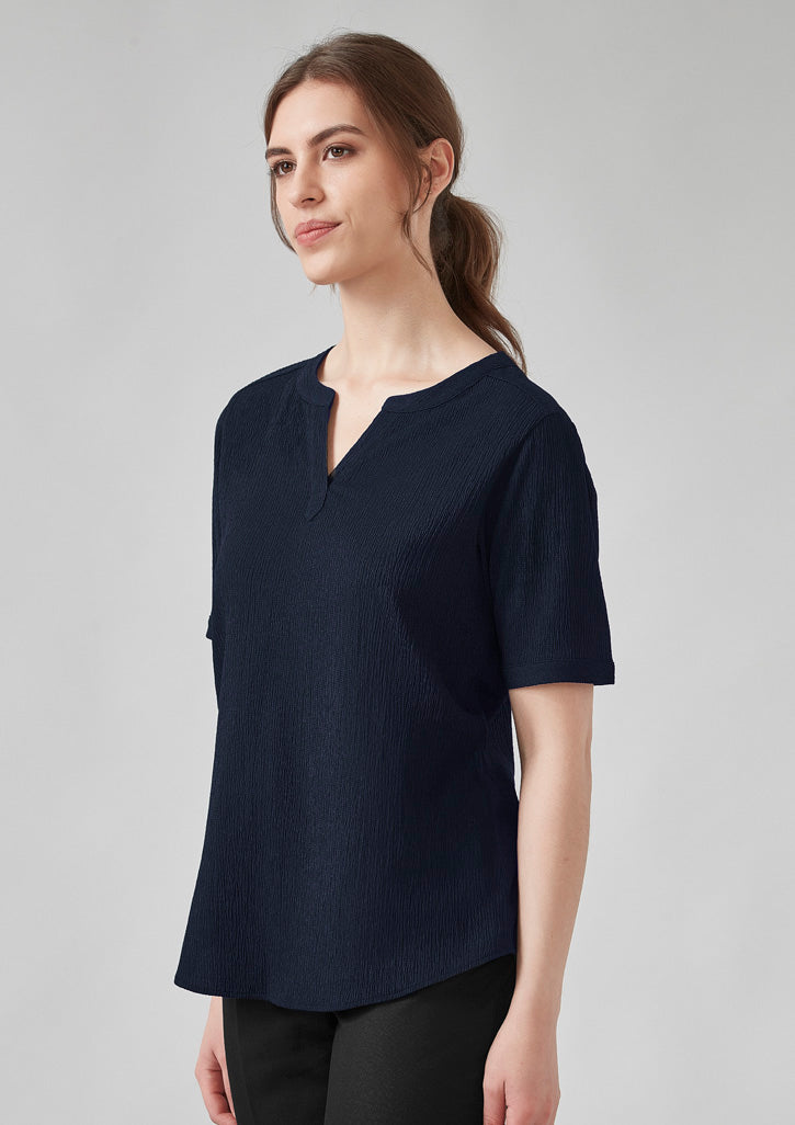 Biz Corporates - Womens Ruche Short Sleeve Blouse - RU568LS