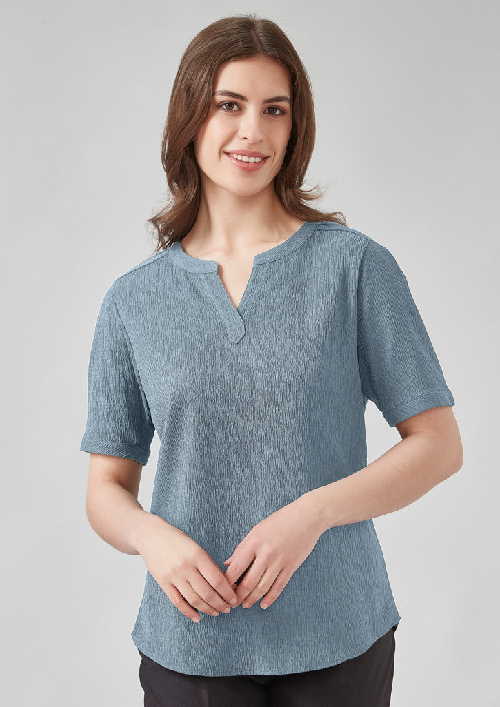 Biz Corporates - Womens Ruche Short Sleeve Blouse - RU568LS