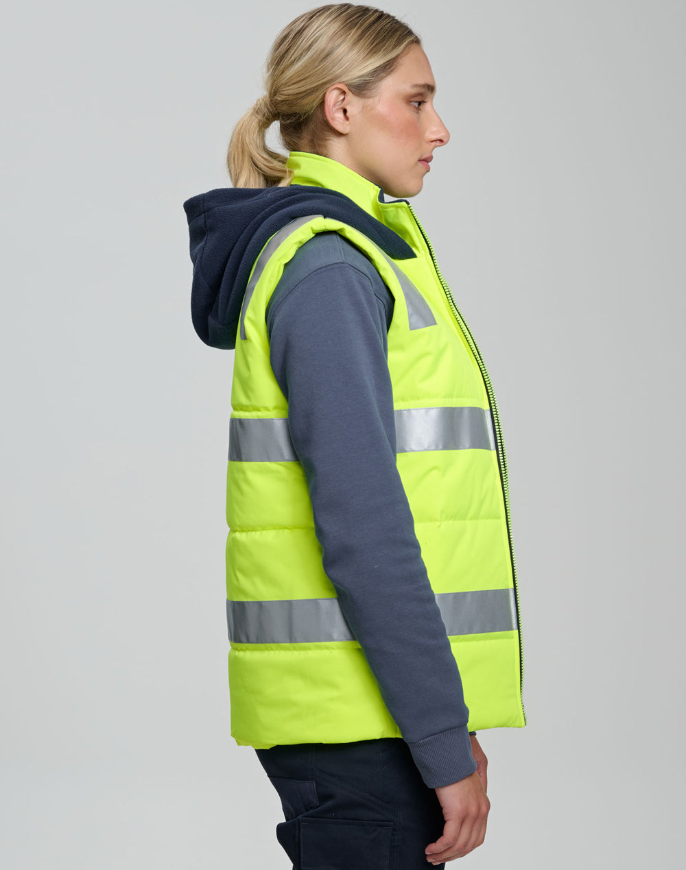 Winning Spirit - Unisex Hi Vis Hooded Puffer Vest - SW93