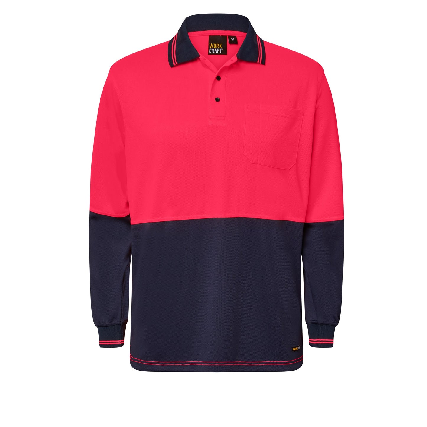 WORKCRAFT WSP202 Hi Vis Two Tone LS Polo Pocket