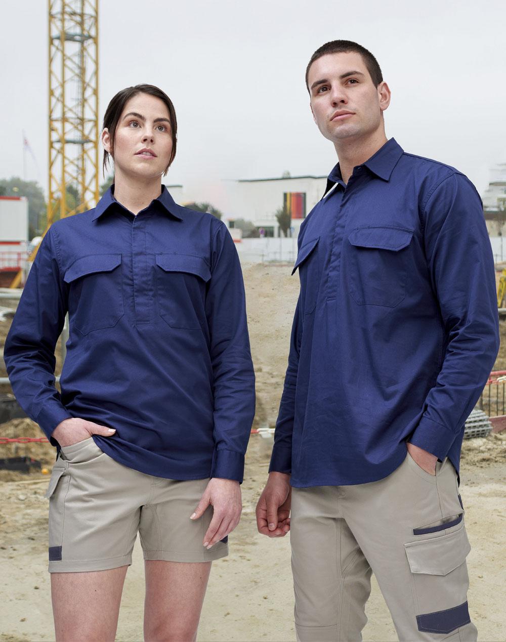Winning Spirit - Unisex Cool Breeze Closed Front LS Work Shirt - WT12