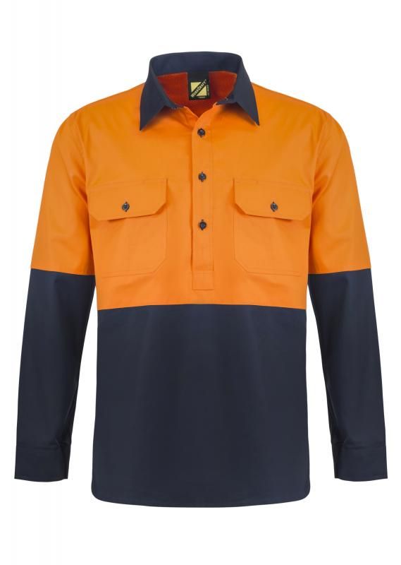 WORKCRAFT WS4255 2 Tone Half Placket SHT W Vent - Star Uniforms Australia