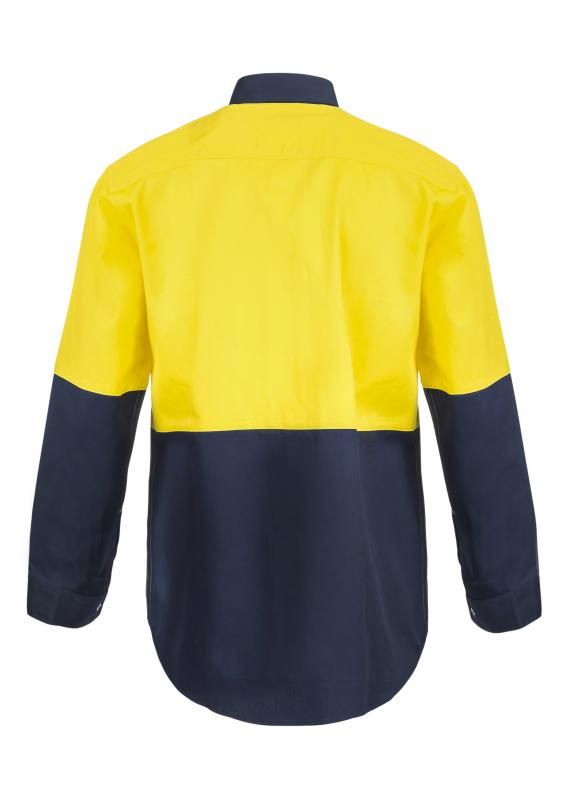 NCC APPAREL WS3035 L/S Two Tone Hi Vis Shirt Stud - Star Uniforms Australia