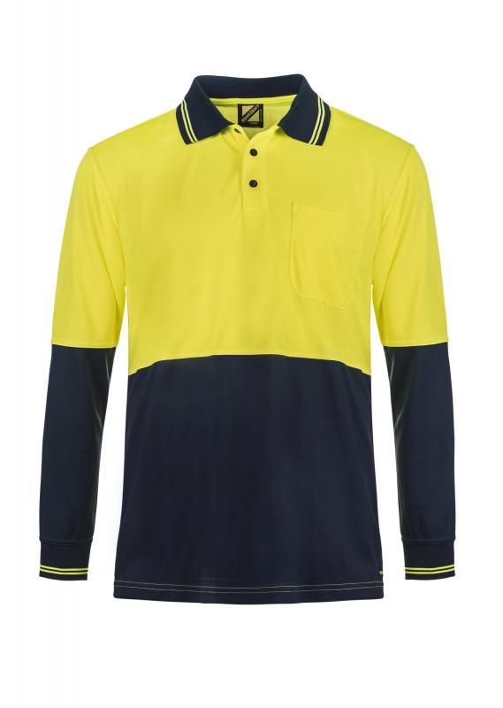 WORKCRAFT WSP202 Hi Vis Two Tone LS Polo Pocket - Star Uniforms Australia