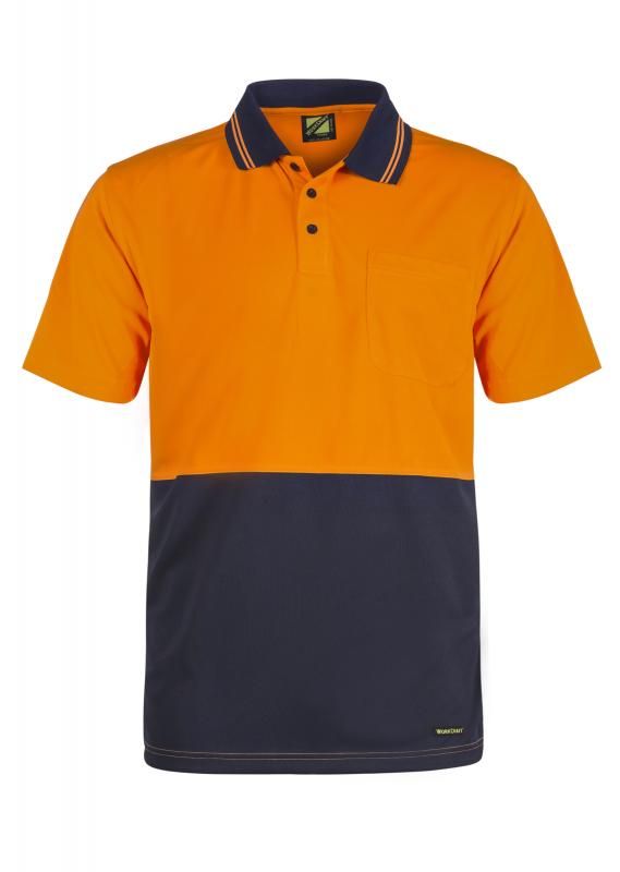 WORKCRAFT WSP201 Hi Vis Two Tone SS Polo Pocket - Star Uniforms Australia