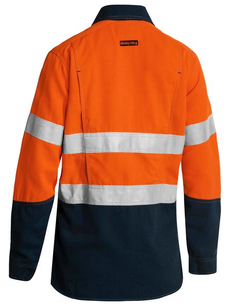 Bisley tencate Tecasafe Plus Women's Taped Two Tone FR Hi Vis Lightweight Vented Long Sleeve Shirt-BL8098T
