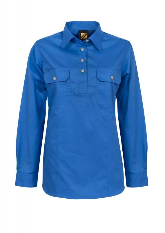 WORKCRAFT WSL505 Ladies Half Placket Shirt - Star Uniforms Australia