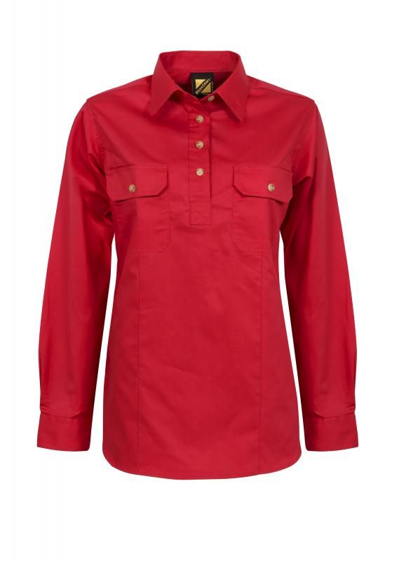 WORKCRAFT WSL505 Ladies Half Placket Shirt - Star Uniforms Australia