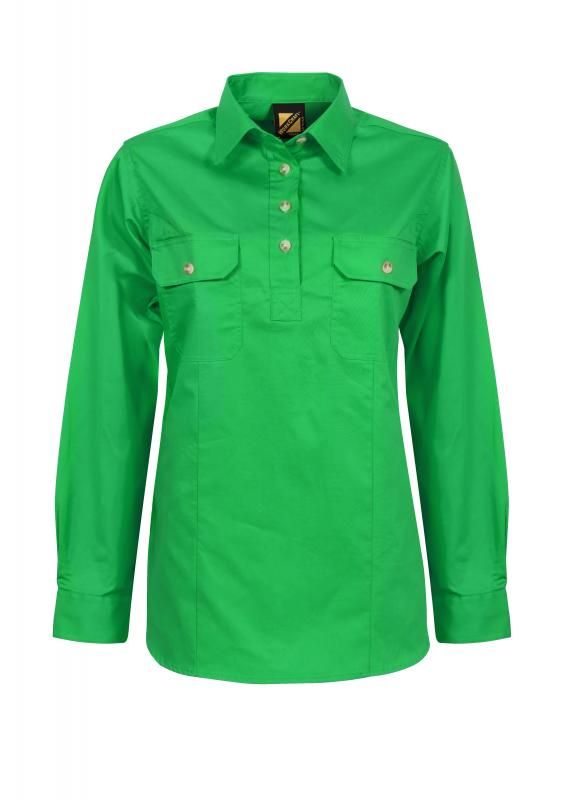 WORKCRAFT WSL505 Ladies Half Placket Shirt - Star Uniforms Australia