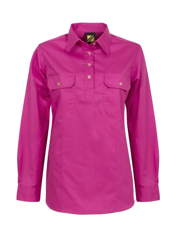WORKCRAFT WSL505 Ladies Half Placket Shirt - Star Uniforms Australia