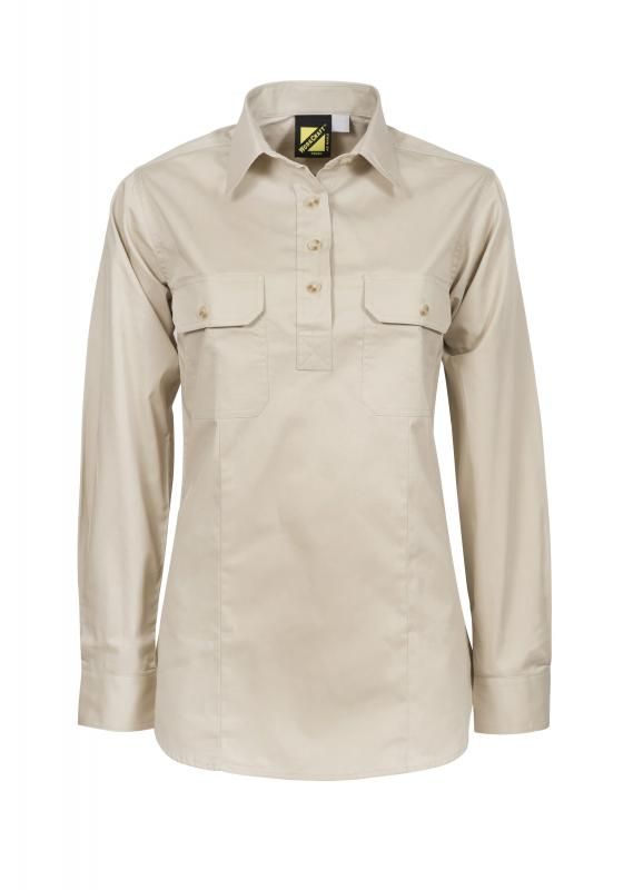 WORKCRAFT WSL505 Ladies Half Placket Shirt - Star Uniforms Australia