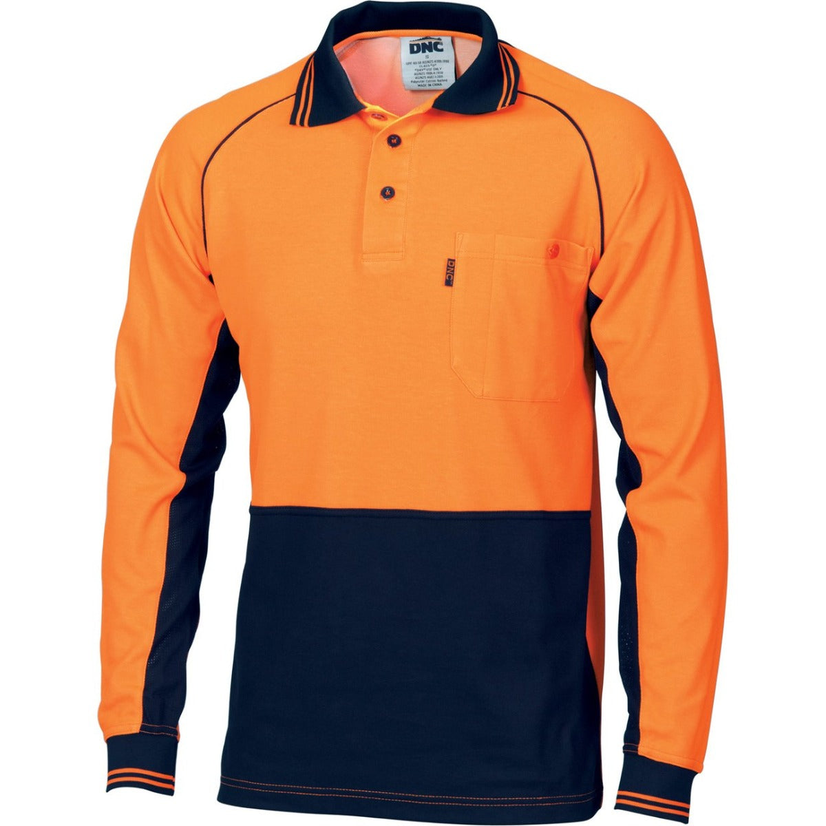Dnc Hivis Cotton Backed Cool-Breeze Contrast Polo - Long Sleeve (3720) - Star Uniforms Australia