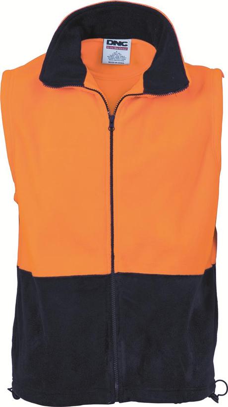Dnc Hivis Two Tone Full Zip Polar Fleece Vest (3828) - Star Uniforms Australia