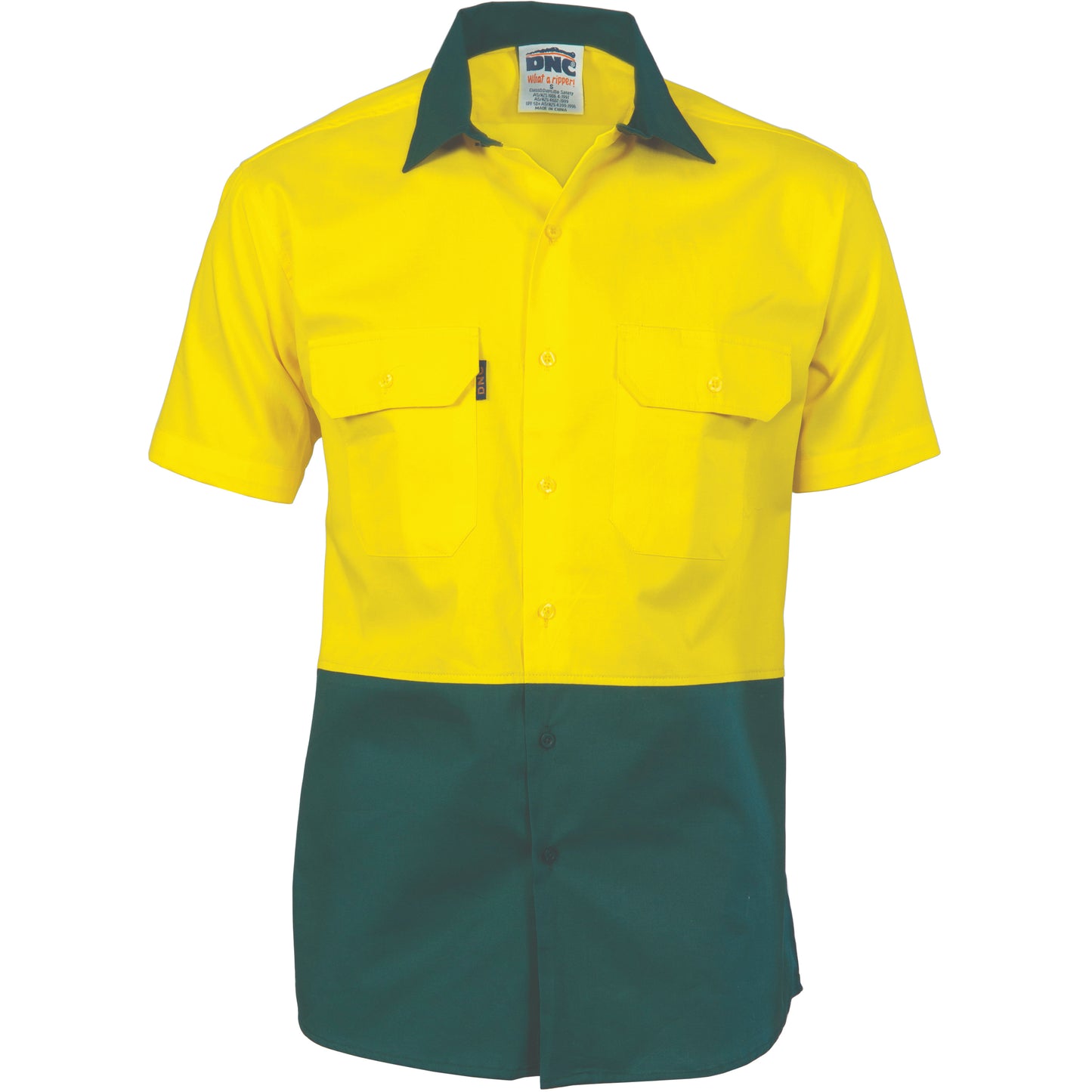DNC HiVis Two Tone Cotton Drill Shirt - Short Sleeve 3831 - Star Uniforms Australia