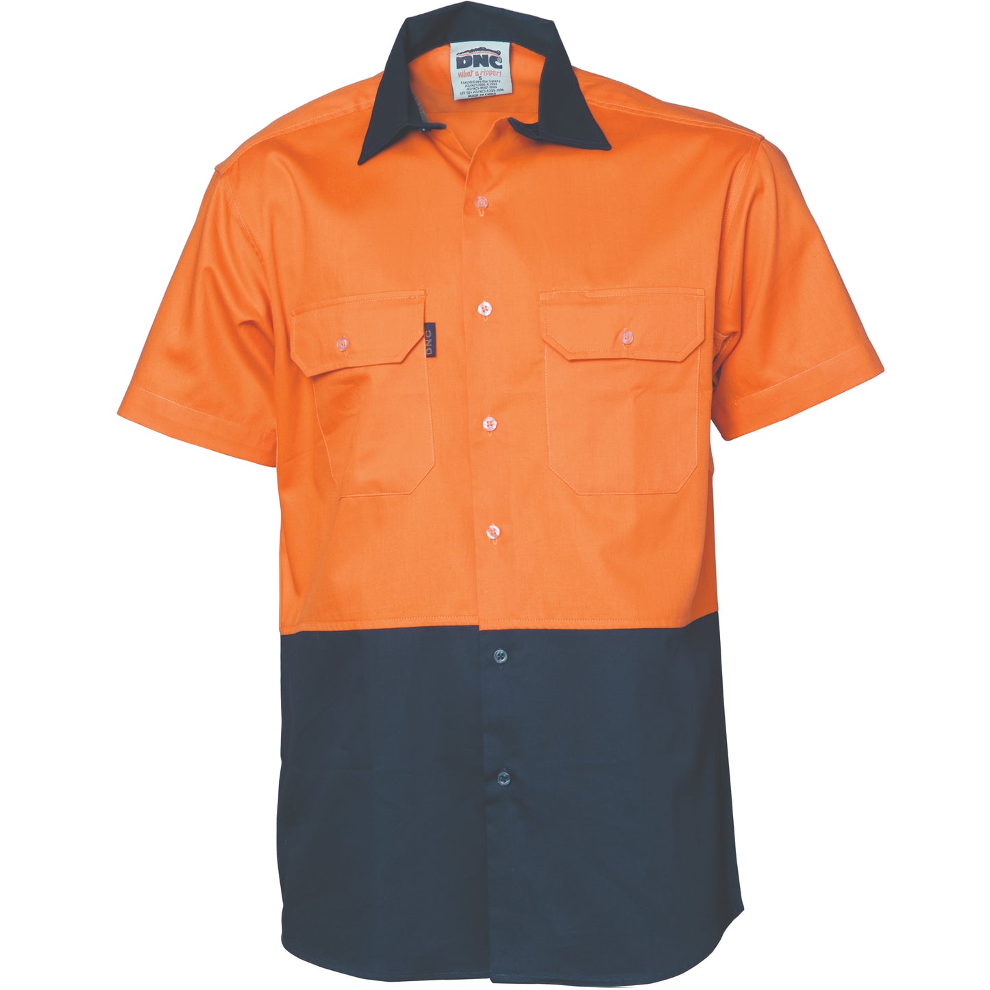 DNC HiVis Two Tone Cotton Drill Shirt - Short Sleeve 3831 - Star Uniforms Australia