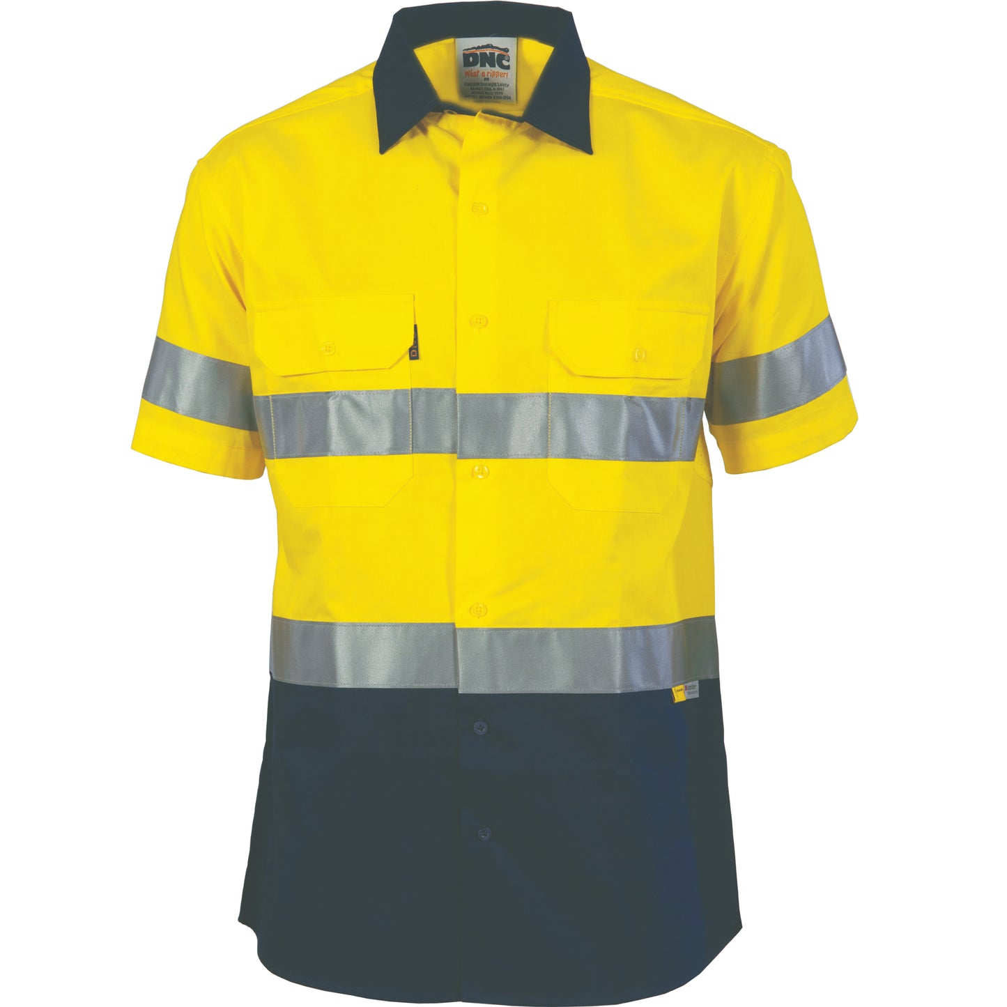 DNC HiVis Two Tone Drill Shirt with 3M 8906 R/Tape - short sleeve 3833 - Star Uniforms Australia