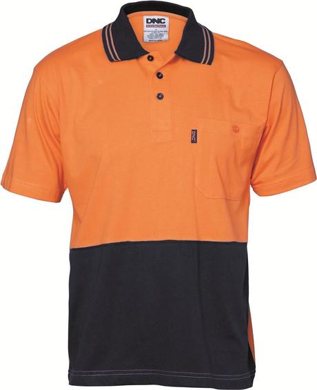 Dnc Hivis Cool-Breeze Cotton Jersey S/S Polo Shirt With Under Arm Cotton Mesh (3845) - Star Uniforms Australia