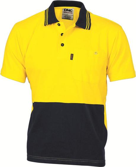 Dnc Hivis Cool-Breeze Cotton Jersey S/S Polo Shirt With Under Arm Cotton Mesh (3845) - Star Uniforms Australia