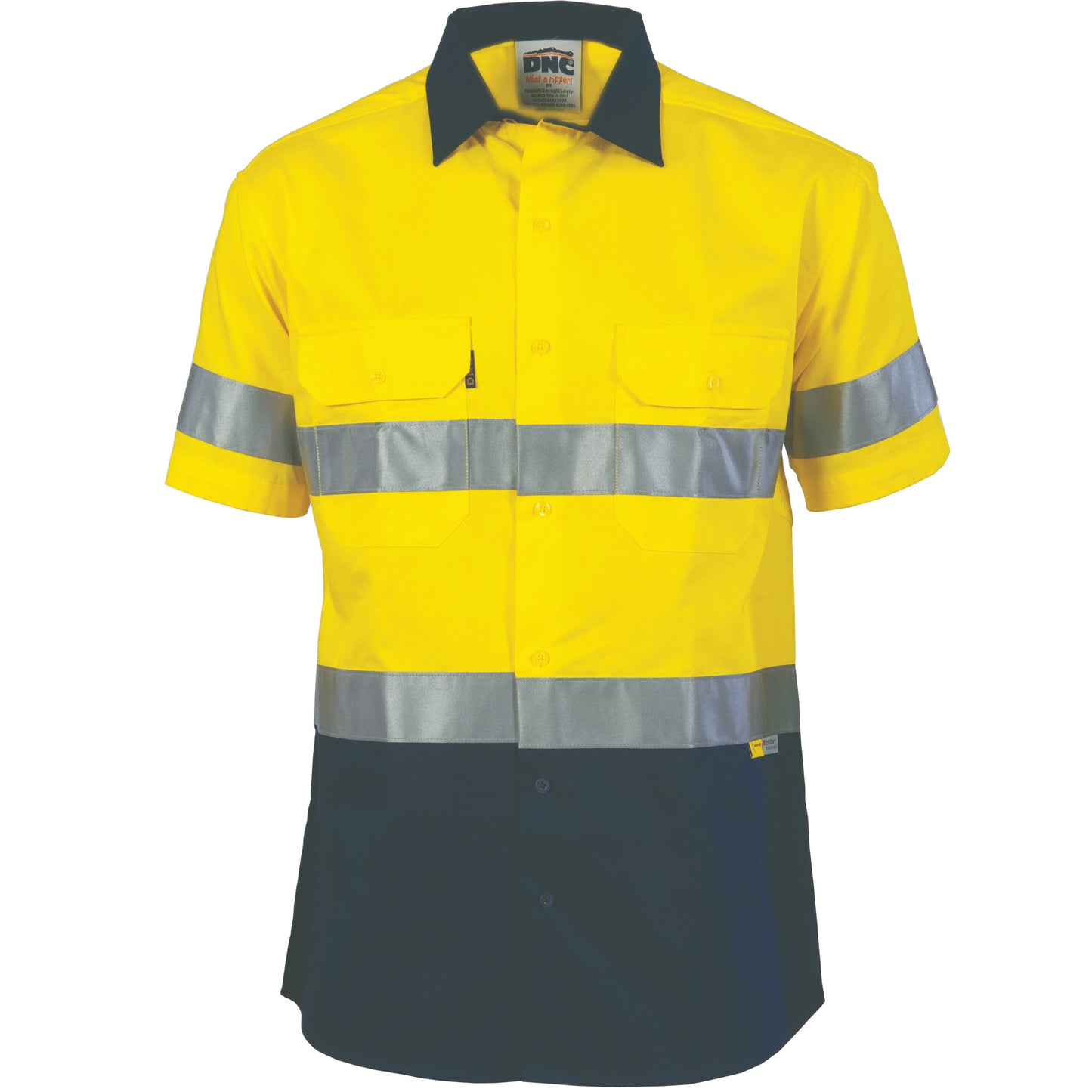 DNC HiVis Cool-Breeze Cotton Shirt with 3M 8906 R/Tape - Short sleeve 3887 - Star Uniforms Australia