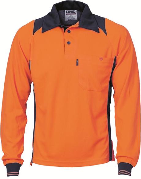 Dnc Hivis Two Tone Action Polo L/S (3894) - Star Uniforms Australia
