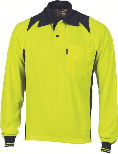 Dnc Hivis Two Tone Action Polo L/S (3894) - Star Uniforms Australia
