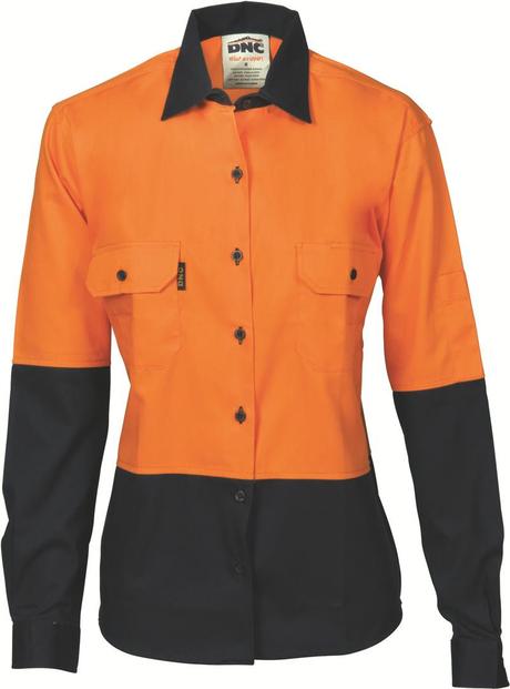 Dnc Ladies Hivis Two Tone Cotton L/S Drill Shirt (3932) - Star Uniforms Australia