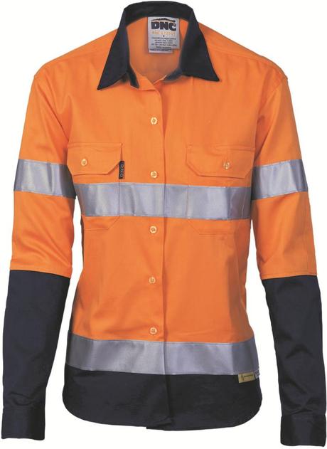 Dnc Ladies Hivis Two Tone Drill L/S Shirt With 3M R/T (3936) - Star Uniforms Australia
