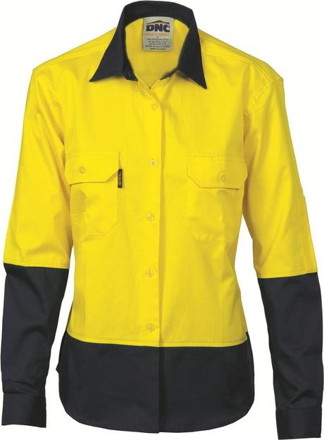Dnc Ladies Hi vis Two Tone Cool-Breeze Cotton Shirt, L/S (3940) - Star Uniforms Australia