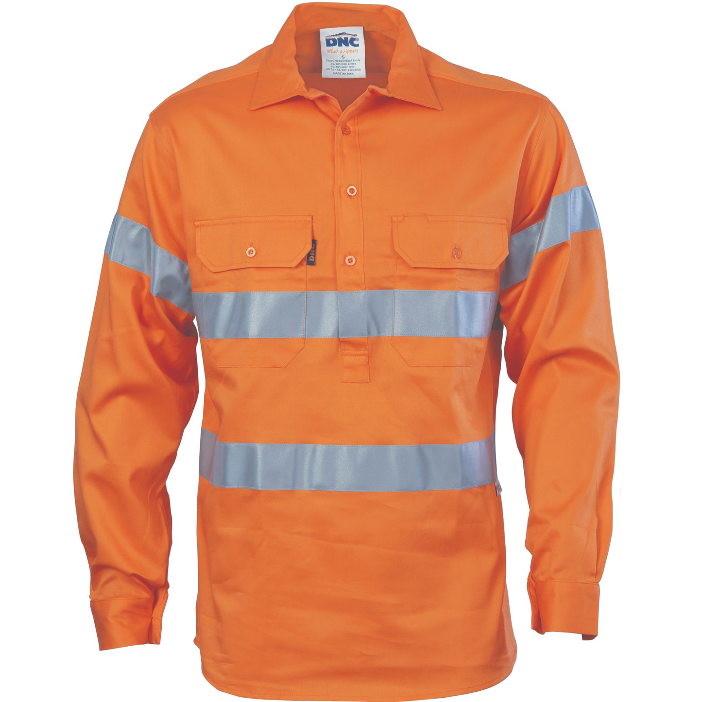 DNC HiVis Cool-Breeze Close Front Cotton Shirt with Generic R/Tape 3945 - Star Uniforms Australia