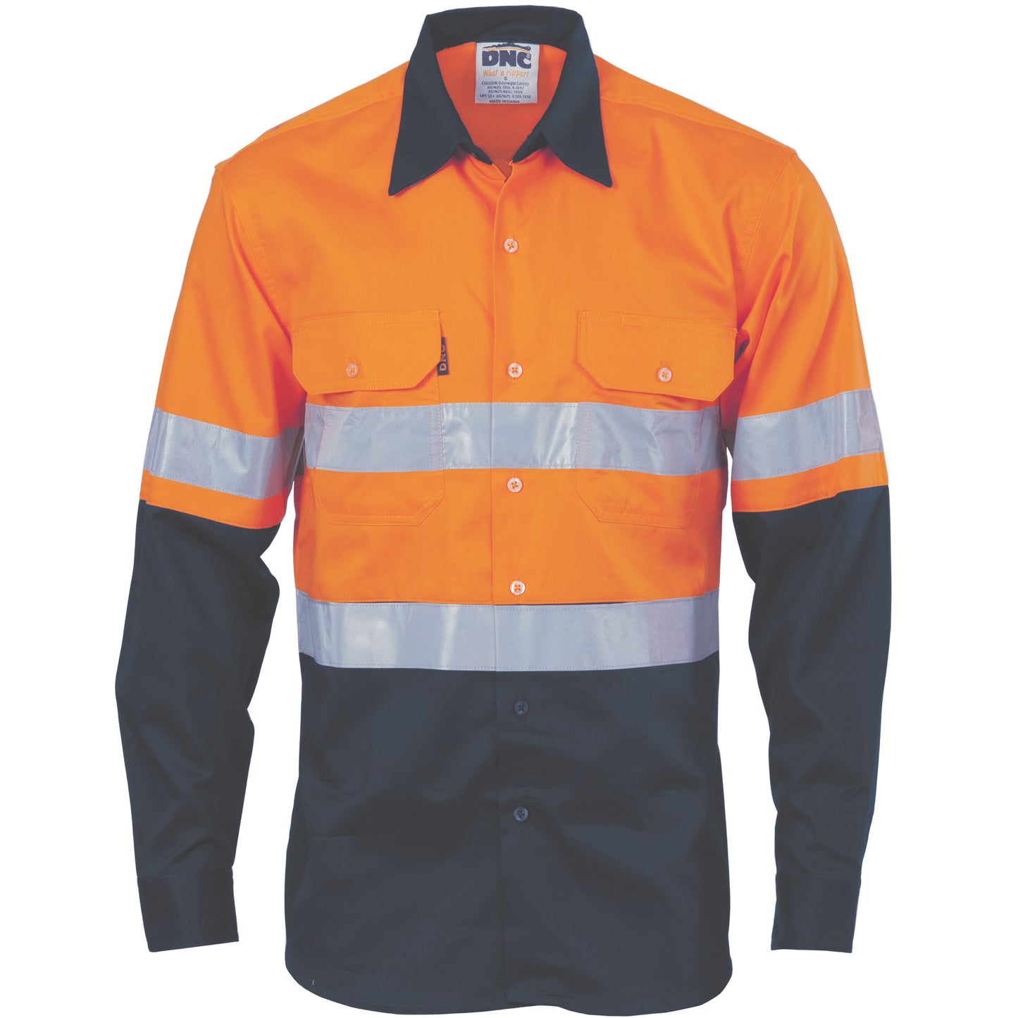 DNC HiVis Cool-Breeze Vertical Vented Cotton Shirt with Generic R/Tape - Long sleeve 3984 - Star Uniforms Australia