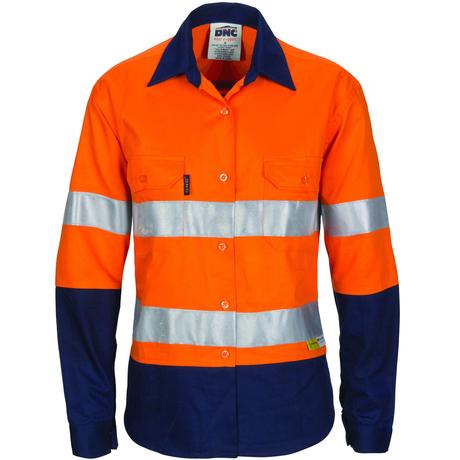 Dnc Ladies Hivis Two Tone Cool-Breeze Cotton Shirt With 3M R/T (3986) - Star Uniforms Australia