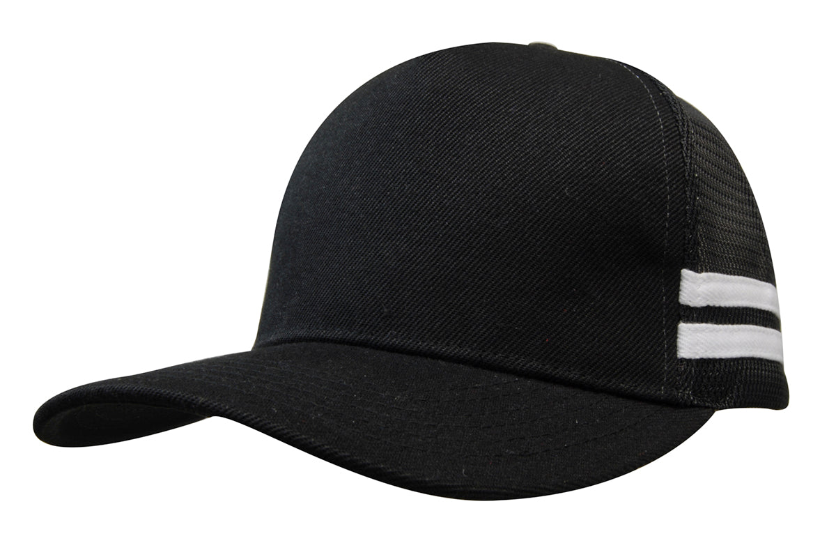 Headwear - American Premium Twill/Mesh Deep Fit Trucker with Stripes - 3995