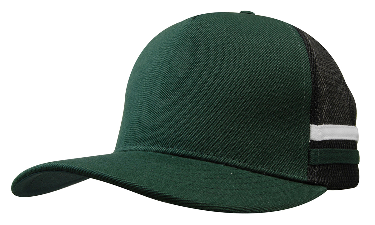 Headwear - American Premium Twill/Mesh Deep Fit Trucker with Stripes - 3995