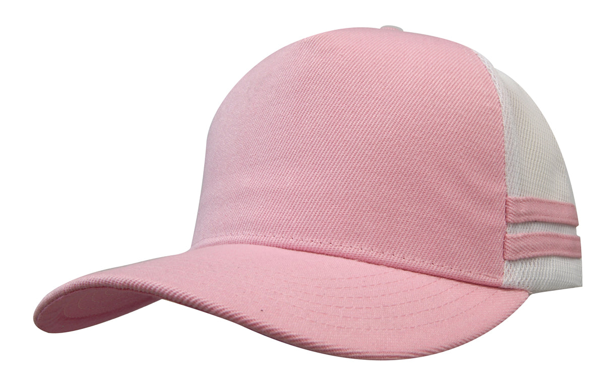 Headwear - American Premium Twill/Mesh Deep Fit Trucker with Stripes - 3995