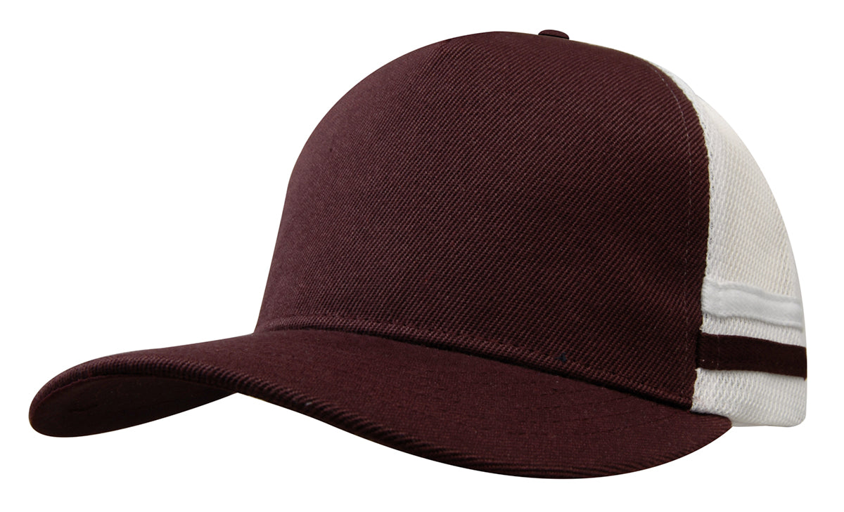 Headwear - American Premium Twill/Mesh Deep Fit Trucker with Stripes - 3995