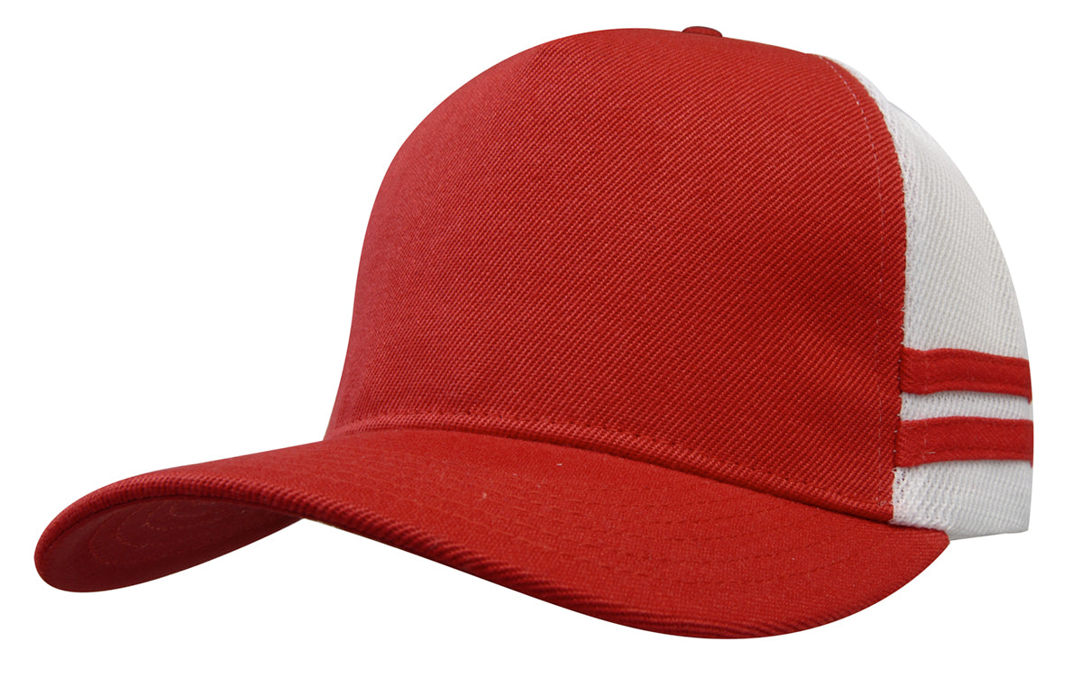 Headwear - American Premium Twill/Mesh Deep Fit Trucker with Stripes - 3995